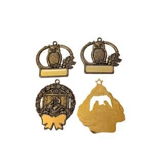 Gloria Duchin lot of 4 brass gold tone Christmas Ornaments - Made in USA